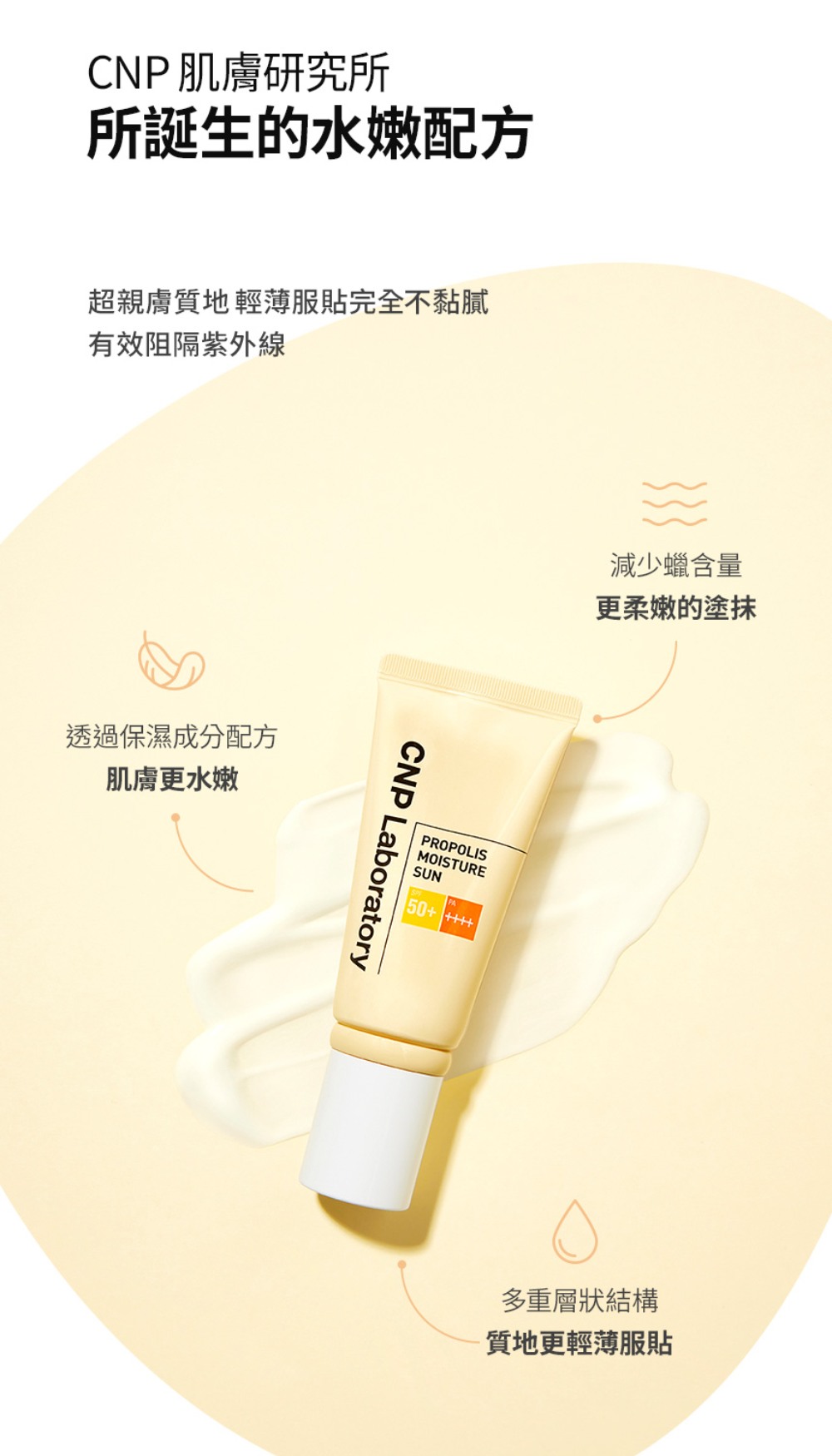 CNP 蜂膠能量水潤防曬乳 SPF50+ PA++++
